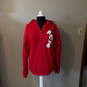 Super Cute Peeking Mickey Mouse Full Zip Sweatshirt Jacket - XL